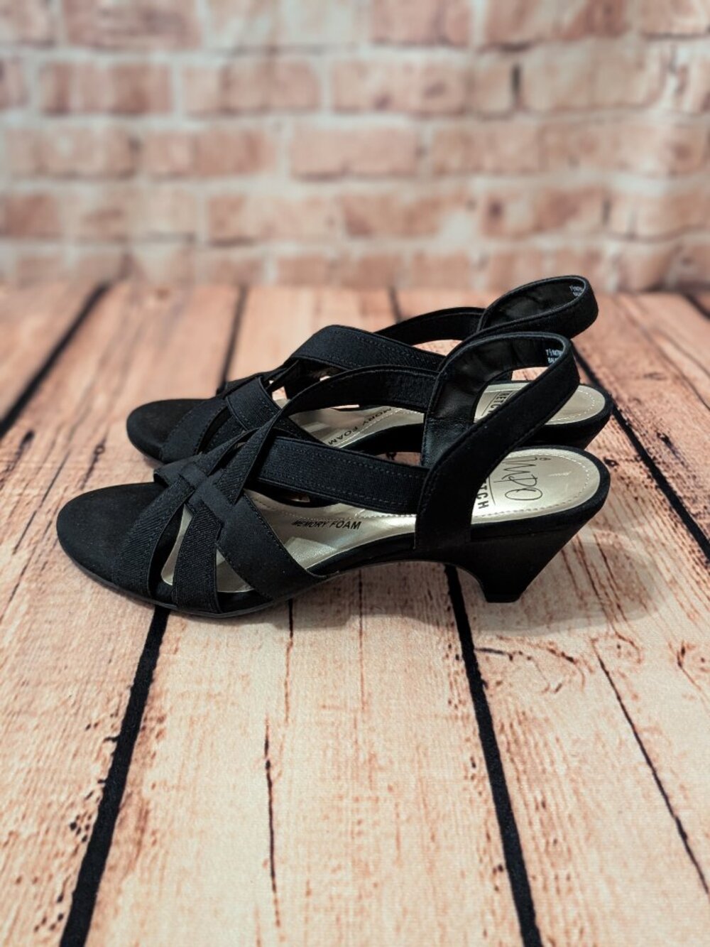 Impo Stretch Memory Foam Black Crisscross Slingback Sandals Size 7.5M - Picture 8 of 15